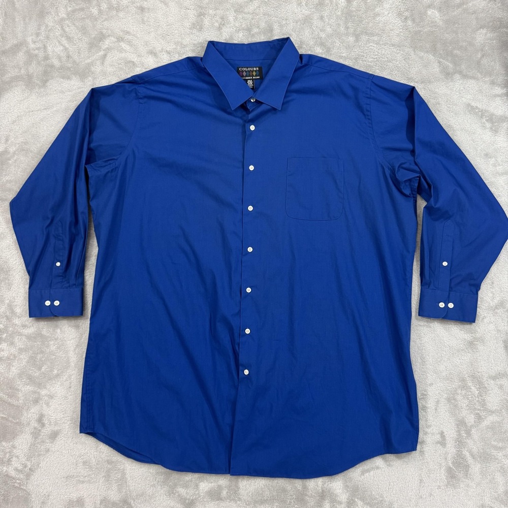 Colours By Alexander Julian Dress Shirt Mens 4XLT Blue Solid Big & Tall Pocket‎